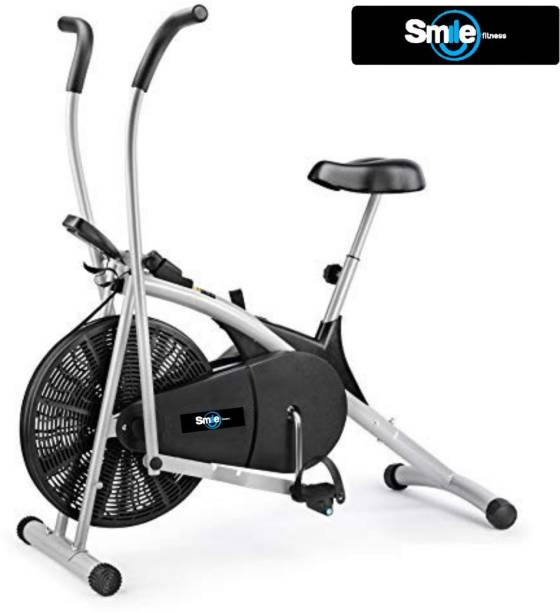 Smile Fitness Air Bike Exercise Cycle For Home Moving Handles Upright Moving Dual-Action Stationary Exercise Bike
