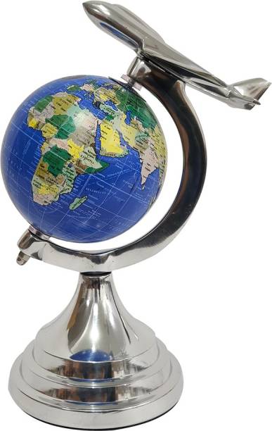 Raguso Desktop Rotating World Globe Desktop Globe for Classroom Decoration English silver