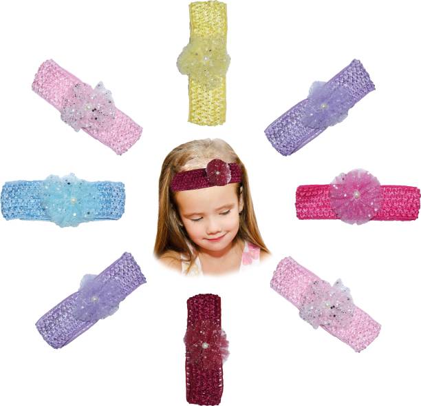 VAGHBHATT Girl's cute Elastic Crochet Headbands for Newborn Infant Toddler Baby Girls Skinny Hair Bands (Pack Of 6) BandKid09 Hair Band