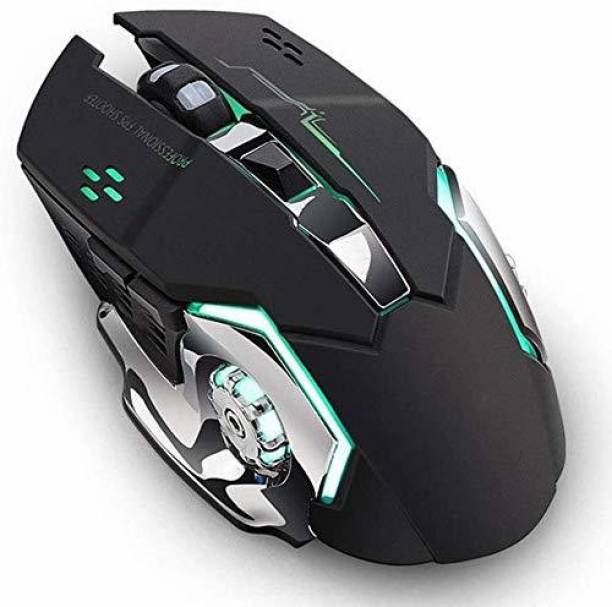 microware 2.4G Wireless Professional Gaming Mouse Rechargeable, Color Changing 6 Buttons DPI 800/1200/1600 for Pro Game Notebook, PC, Laptop, Computer, 15G Strong Acceleration Wireless Optical  Gaming Mouse