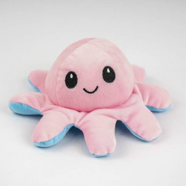 EITHEO Reversible Octopus Toy Mini Plush - Stuffed Animal Toy | Show Your Mood Without Saying a Word (Blue-Pink)  - 20 cm