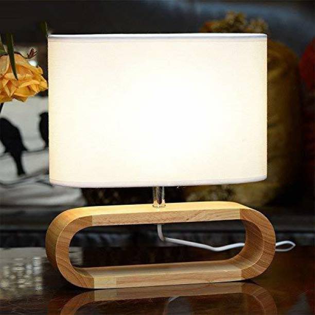 Lyrovo Home Decorative Wood Night Table Lamp Solid Fabr...