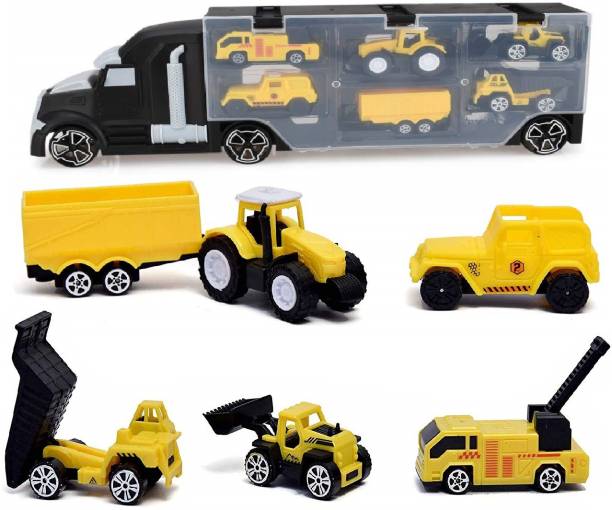 Toys Bhoomi 6 in 1 Engineering STEM Toy Trucks Transport Car Carrier Vehicle Learning Toys Play Vehicles Car Gifts for Kids Boys Girls