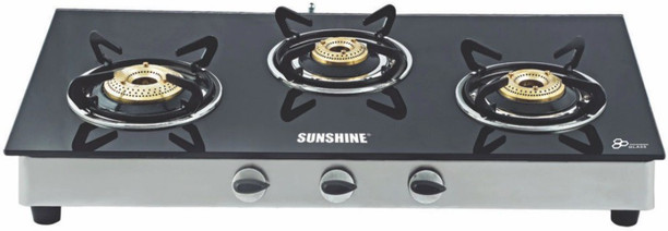 sunshine trendo 3 burner toughened glass gas stove