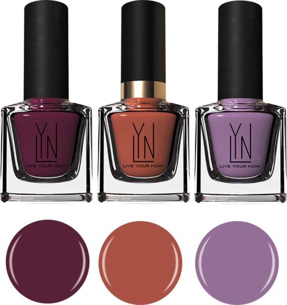 LYN Live Your Now Nail Polish Combo - 12ml Red ,Brown, Lavende