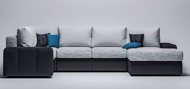 Torque Samona U Shape 6 Seater Corner Sofa is for Living Room (Grey) Fabric 6 Seater  Sofa