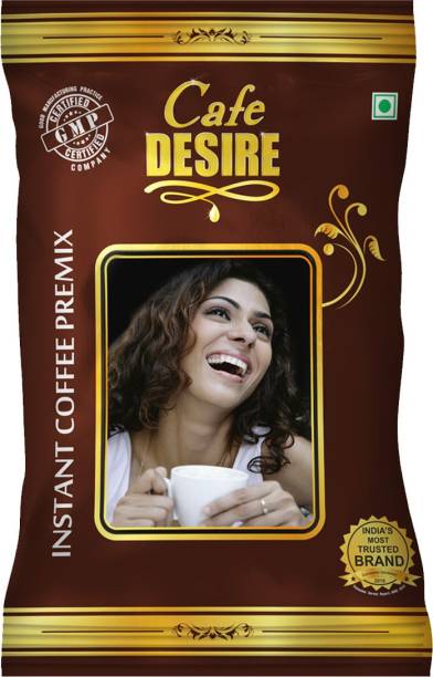 CAFE DESIRE Instant Coffee Premix (1 kg) | Milk not required | GMP Certified | Rich Taste as home-made | For Manual Use – Just Hot Water | Suitable for all Vending Machines | 3 in 1 Coffee | Makes 90 cups Per Kg | Instant Coffee