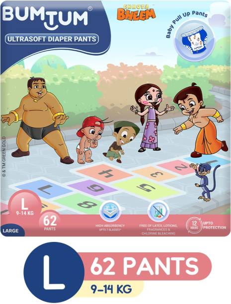 Bumtum Chhota Bheem Premium Baby Pull-Up Diaper Pants with Aloe Vera,Wetness Indicator and 12 Hours Absorption - Large - L