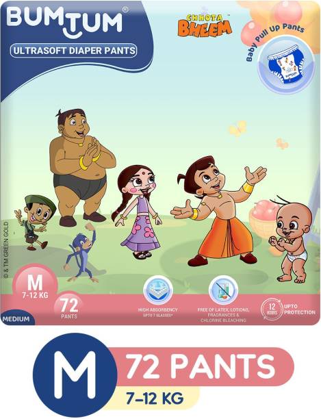 Bumtum Chhota Bheem Premium Baby Pull-Up Diaper Pants with Aloe Vera ,Wetness Indicator and 12 Hours Absorption - Medium - M