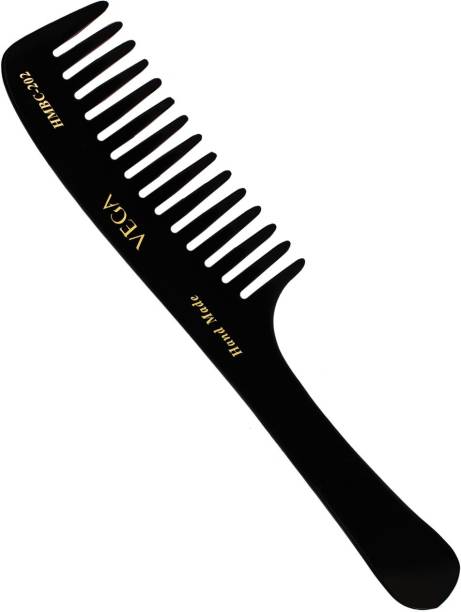 VEGA Shampoo Hair Comb,Handmade (India's No.1 Hair Comb Brand)Black, (HMBC-202)