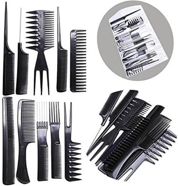 FIRSTZON 10Pcs Pro Salon Hair Cut Styling Hairdressing Barbers Combs Brush Set