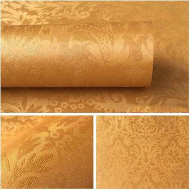 WolTop Wall Stickers Wallpaper Golden Paradise Flowers Thick Embossed Self Adhesive Small Self Adhesive Sticker