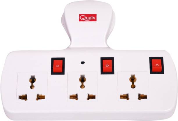 QUALX 3 Universal Socket Extension Cord With power OFF/ON Switch 3 Socket 3  Socket Extension Boards