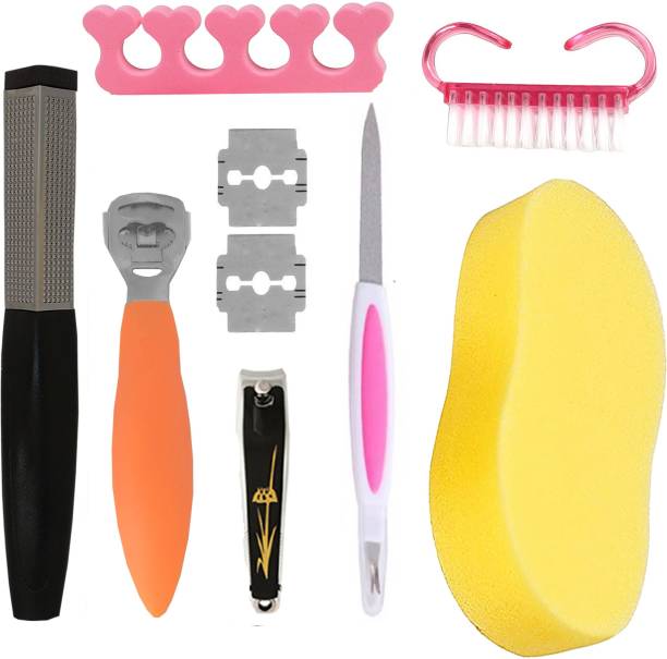 MGP Fashion Foot care combo cracked, rough Dead Hard Skin Callus Remover, Collections of best product corn cutter , foot filer , brush ,sponge ,Nail Cutter & Filer .Foot Care Professional tools Stainless Steel and good plastic hot Manicure and Pedicure Grooming Personal Care Kit Luxury Nail Design for girls women and men