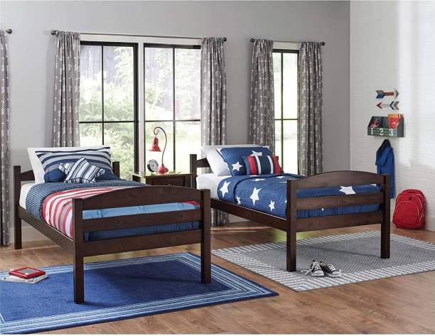 APRODZ Mango Wood Fistza Kids Bunk Beds with Ladder for Bedroom | Brown Finish Solid Wood Bunk Bed