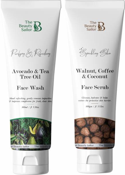 The Beauty Sailor Avocado and Tea Tree Oil Face Wash 100 ML + Walnut, Coffee & Coconut Face Scrub 100 Gm