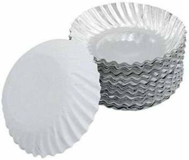 P A HEALTH AND FITNESS P.A. Eco Friendly Round Silver Paper Plates for Office,House Party,Restaurants, Picnic,Dinner Lunch Party [8 Inches] (Pack of 50 Pieces) Rice Plates