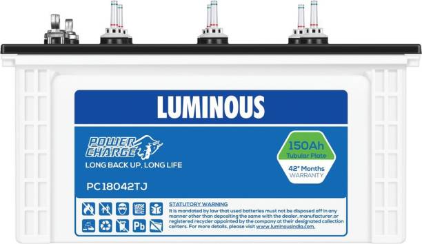 LUMINOUS PowerCharge PC18042TJ 150Ah Tubular Jumbo Battery Tubular Inverter Battery