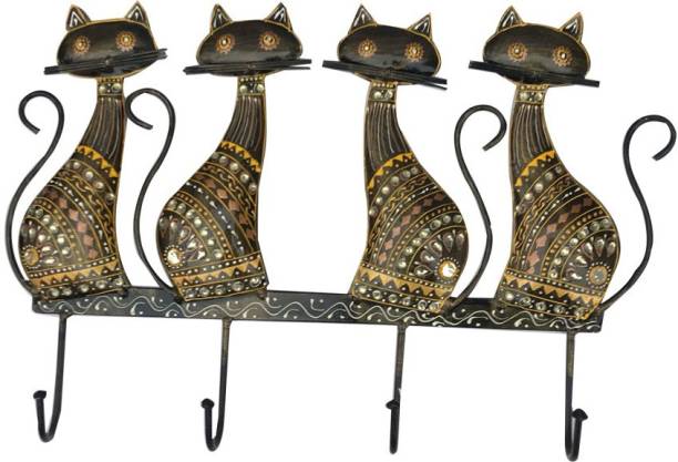 Craferia Export Beautiful four cats with wrought iron key holder/ wall Hooks for wall decor Cast Iron Key Holder