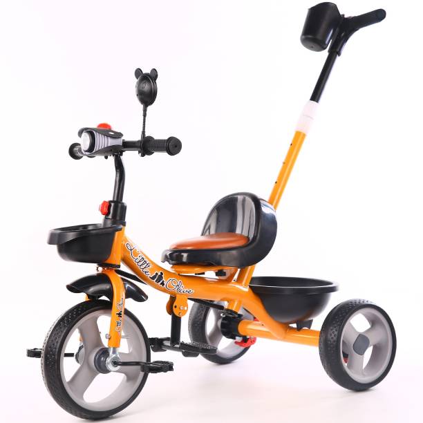 Little Olive with parental handle break wheels foot rest and leather seat Little Toes Grand Orange Tricycle