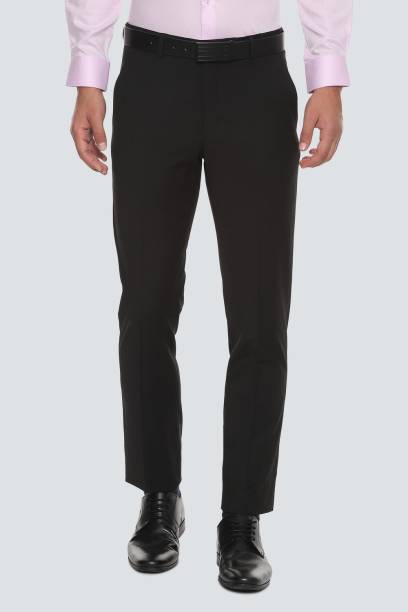 Permapress Men Slim Fit Black Viscose Rayon Trousers Price in India