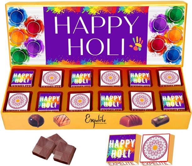 Expelite Holi Chocolate Gift For Kids -12 pc Premium Holi Gift Hamper Bars