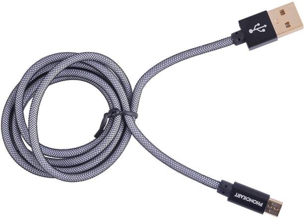 PHONOKART Champ fishnet micro USB cable-Grey 2.4 A 1 m Fishnet Micro USB Cable