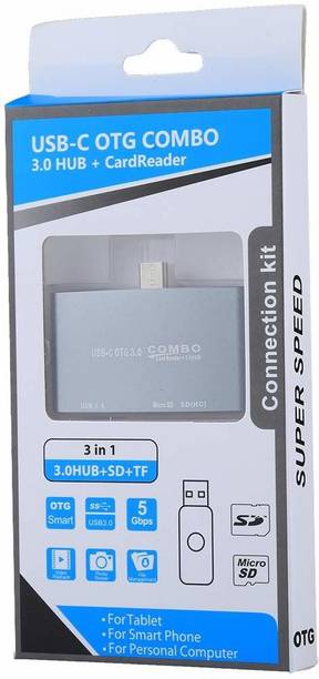 Gabbar USB C OTG Card Reader, USB C Hub 2-Slot SD/TF/Micro SD Port Card Reader, USB C OTG to USB 3.0 Converter and Micro USB Port with USB C Male Connector for Type C Smart Phones, Tablets with OTG Card Reader