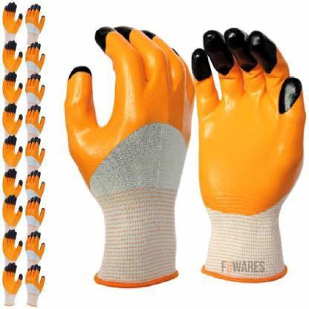 Waterproof Work Gloves Kitchen Car Wash Garden Industry Chemical Protection Heavy Duty. Grip Nitrile Double Coating Non-Slip Durable Cut Resistant Liner Safety Gloves 