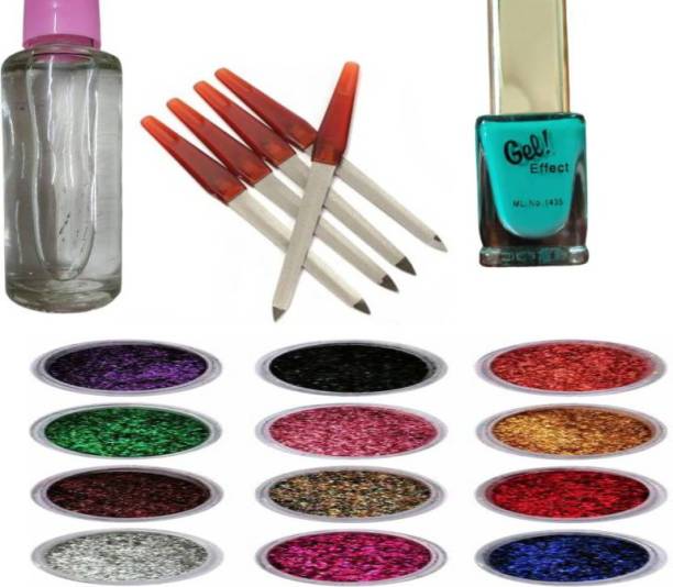 beauty fly Combo Kit Contains (1 Nail Paint Removal, 5 Pcs Nail Filler, 1 Multicolor Nail Paint, 12Pcs Glitter