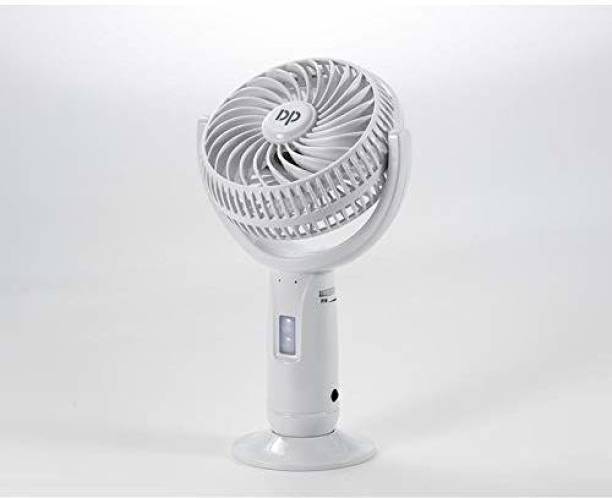 DP 7606 (RECHARGEABLE PORTABLE USB FAN) USB Charger, Rechargeable Portable Handy Mini Fan 90 mm Ultra High Speed 3 Blade Table Fan (White) 90 mm Silent Operation 3 Blade Table Fan