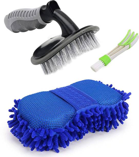 carempire 1 Car Tyre Cleaning Brush, 1 Car AC Vent Cleaner, 1 Cleaning Sponge Combo