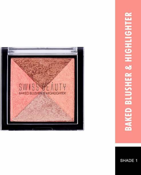 SWISS BEAUTY Lightweight Baked Blusher and Highlighter with Blends effortlessly and Long lasting - 01