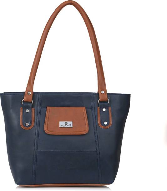 Women Blue, Tan Shoulder Bag - Extra Spacious Price in India
