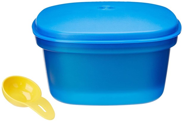 free dom shipping TUPPERWARE 2 PC TALL 18 c STORAGE CONTAINER W /BLUE LID