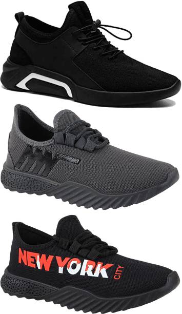 Chevit Modern Stylish Combo Pack of 3 Jogging, Walking, Gym Shoes Sneakers For Men