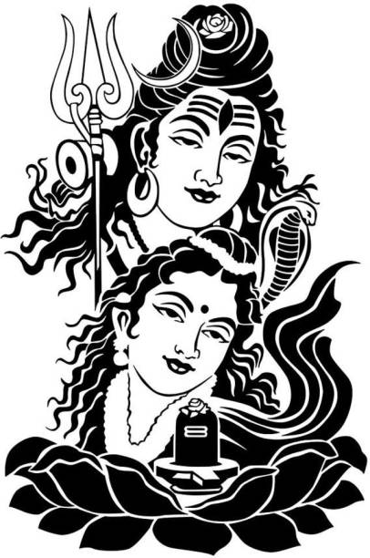 wallpics Mahadev | Mahakal | Bholenath | Lord Shiva Self Adhesive Decorative Wall Sticker || cut5042 Medium Self Adhesive Sticker
