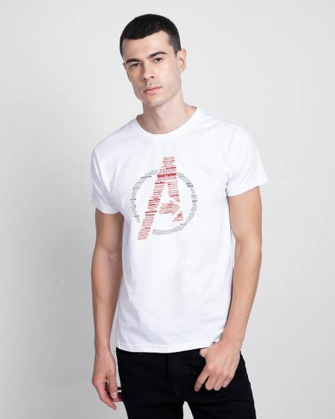 Avenger Printed Men Round Neck White T-Shirt