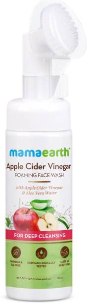 MamaEarth Apple Cider Vinegar Foaming  with Apple Cider Vinegar & Aloe Vera Water, ACV Foaming  with Brush for Deep Cleansing – 150ml Face Wash