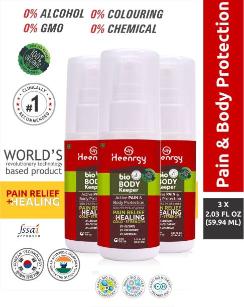 heenrgy Bio BODY Keeper,Pain Relief + Healing,All kind of Pain Relief, Migraine & Headache Relief,Active water based Body Protection Spray, 3 bottle Liquid