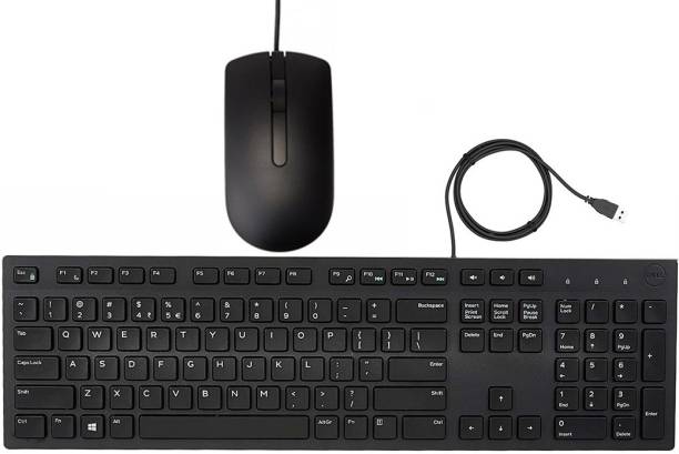 DELL Wired USB Desktop Keyboard KB216 & Wired Optical Mouse MS116 Combo Set (Zb_02) Combo Set