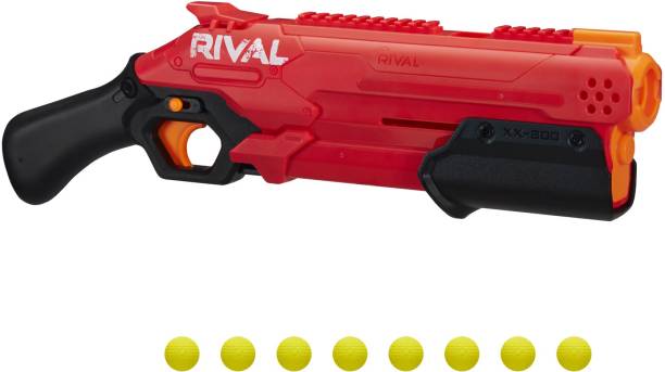 Nerf Rival Takedown XX-800 Blaster -- Pump Action, Breech-Load, 8-Round Capacity, 90 FPS, 8 Official Rival Rounds -- Team Red Guns & Darts