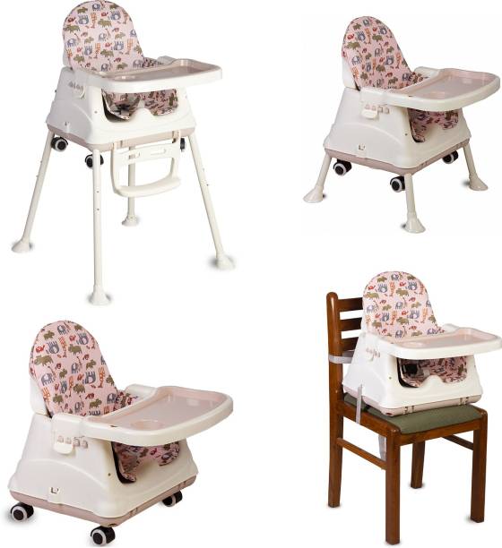 LuvLap High Chair with Wheels, 3 Height adjustments with Cushion, 6 M to 3 Yr,Portable,