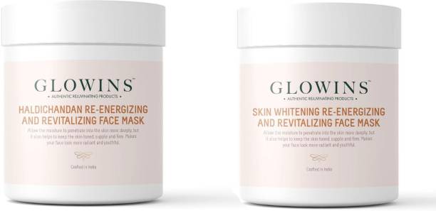 GLOWINS 1 Haldichandan Mask/Pack and 1 Skin Whitening Face Mask/Pack with Vitamin C & E for Rich Exfoliation, Nourish, Natural Radiant, Rid of Dry and Flakly Dead Skin Cell-Set of 2