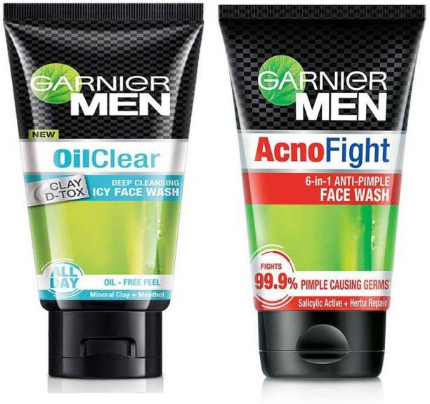 GARNIER Oil Clear Deep Cleansing ICY & Acno Fight Anti-Pimple Face wash 2X100g Face Wash