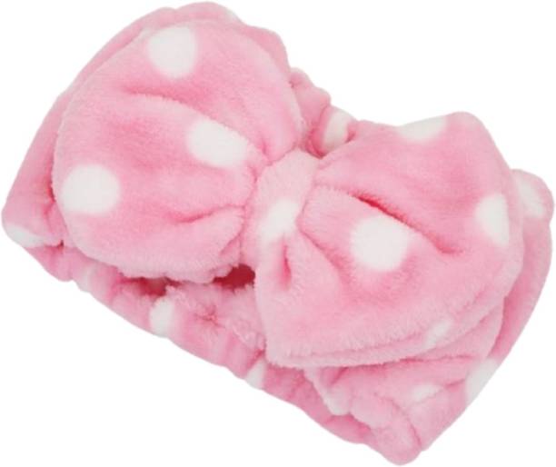Red Square Facial Spa Makeup Cleansing Cute Bow Velvet Elastic Headband (Pack of 1) Head Band