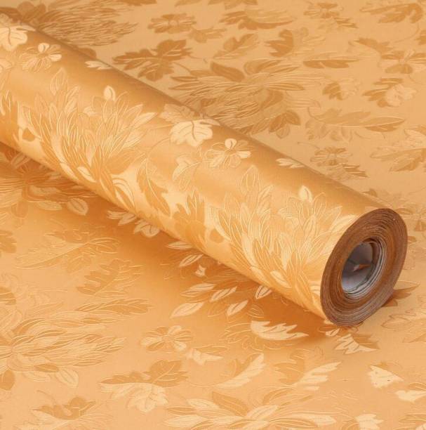 WolTop Wall Stickers Wallpaper Golden Peony Roses Royal Design Embossed Self Adhesive Medium Self Adhesive Sticker