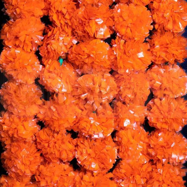 KIANO Kiano Artificial Marigold Fluffy Flowers with Big Bell Garlands Door Toran Set/Door Hangings for Decoration (4.5ft - 5 ) (Pack of 5) Toran