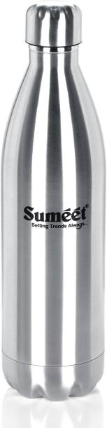 Sumeet Stainless Steel Double Wall Flask/Water Bottle,24 Hours Hot & Cold,1000 ml, Silver 1000 ml Flask