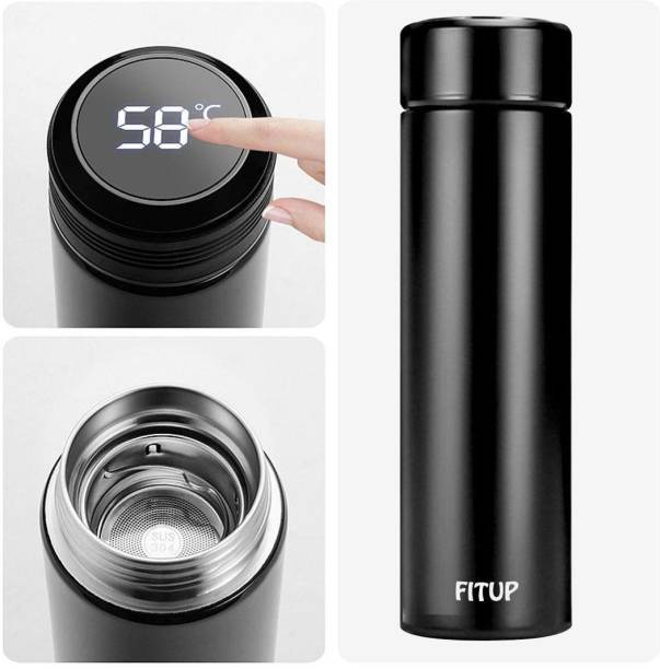 FITUP Drinks Storage Bottle And LED Display Temperature , Digital Time 500 ml Flask